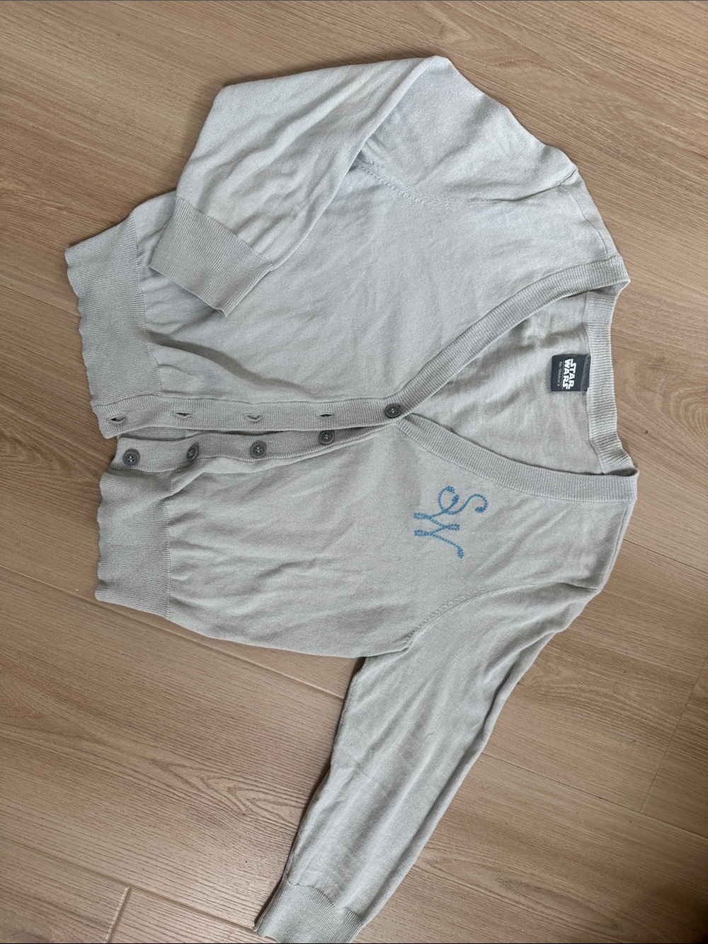 Her Universe Star Wars Gray Button-Front Cardigan with Blue Embroidery